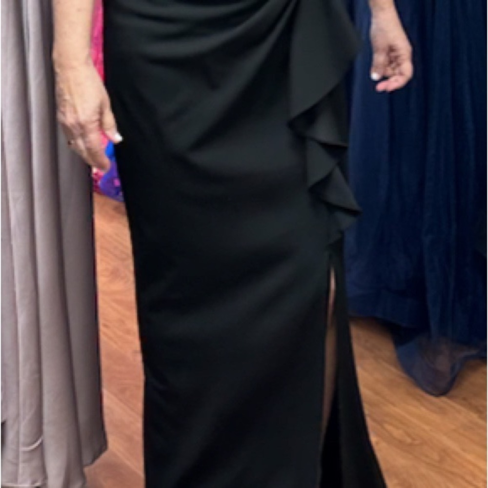 Alex Evenings Black Ruffled Maxi Dress